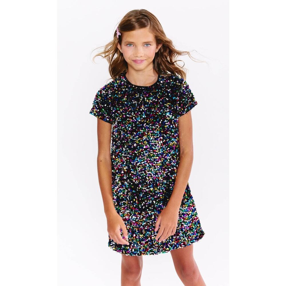Lola + the boys shimmer stardust sequin dress 10 NWT rainbow occasion dance